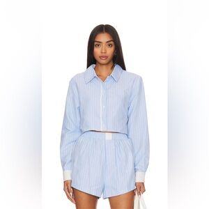 Darian Stripe Top in Blue & White